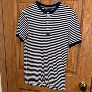 Polo by Ralph Lauren Navy & White Striped Henley Polo Shirt - Men's